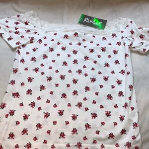 ROMWE floral off the shoulder top 🤍